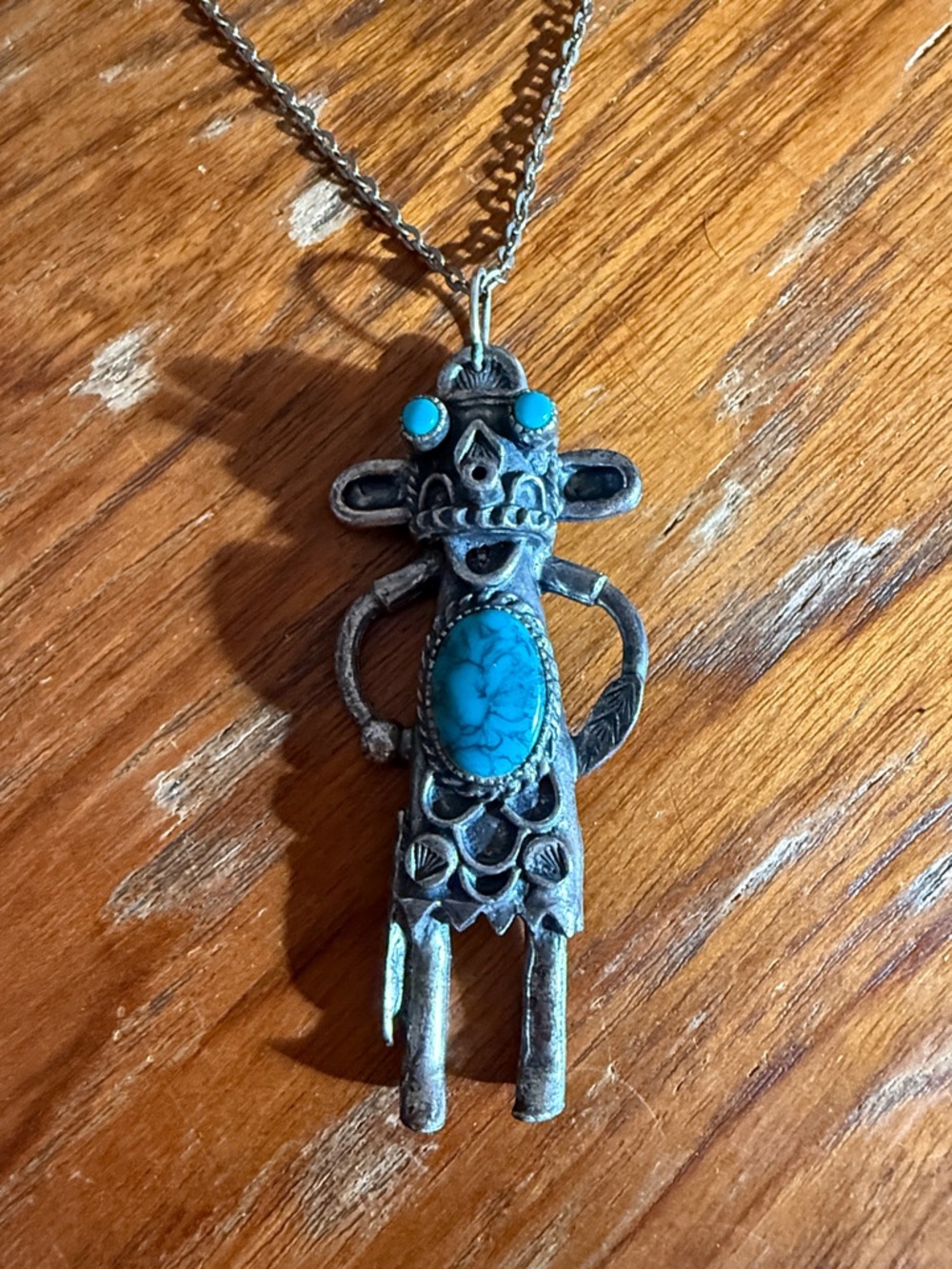 Vintage Kachina Pewter Pendant Necklace - Picture 3 of 3
